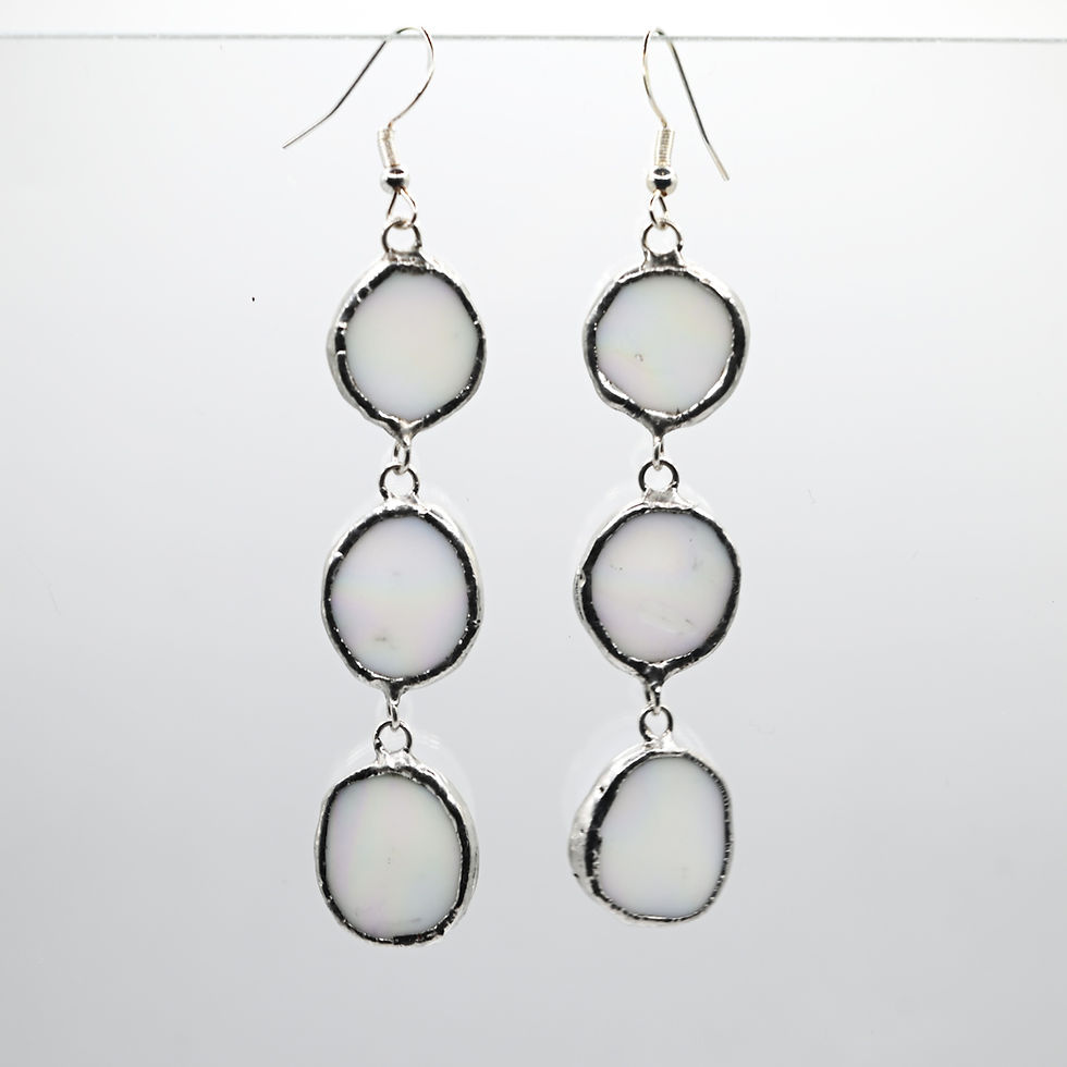 Miniatura: Pendientes De Vidrio TRÍO PIEDRAS blanco nacarado 