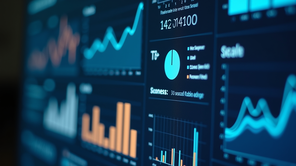 Close-up view of a digital dashboard showing IT architecture metrics and business KPIs