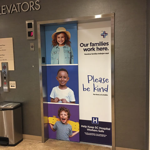 Wide format printing, custom elevator wraps from Indexx Printing based out of Greenville South Carolina.