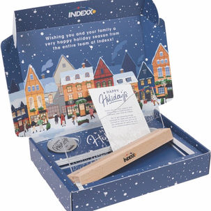 Wide format printing, offset printing, and digital printing, combined to make a holiday gift kit for Indexx's customers across the Carolinas and beyond.
