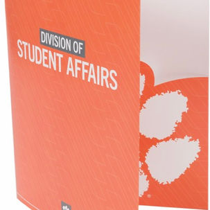 Clemson Student Affairs folder, custom folder offset print by Indexx printing.