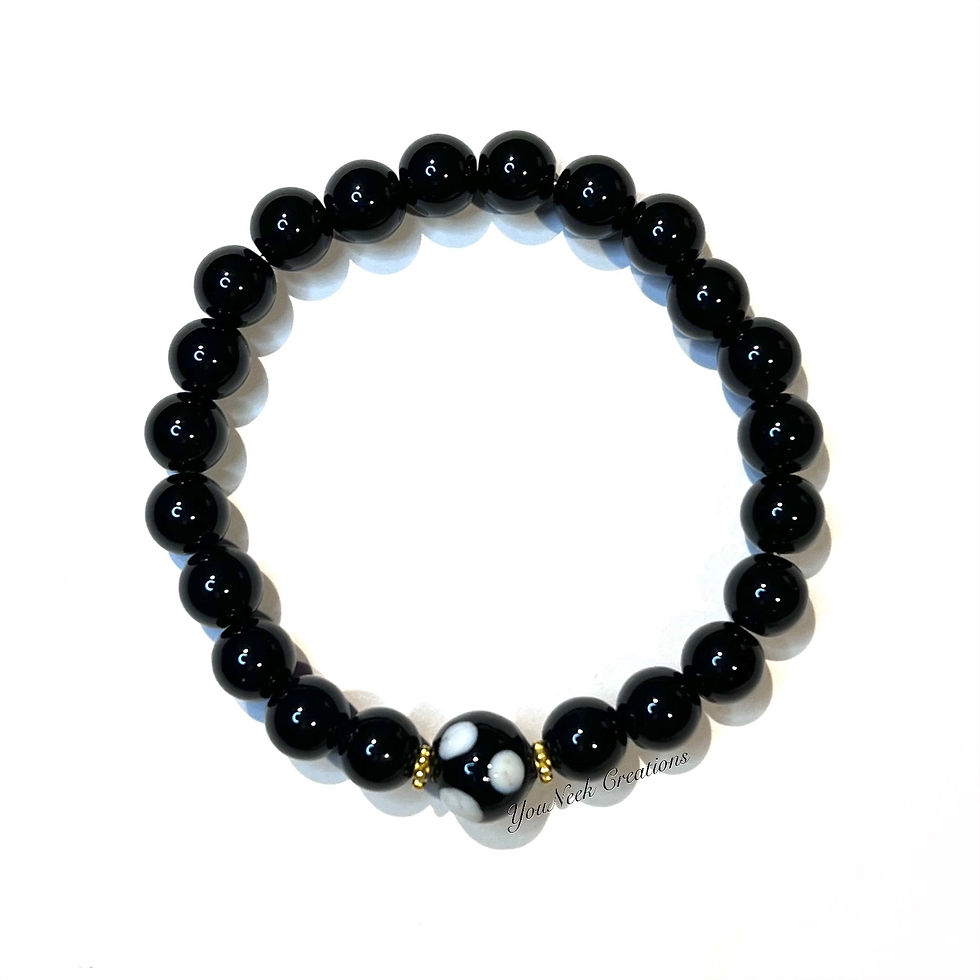 Thumbnail: Single Conta Di Ojo Stretch Bracelet (black onyx) 