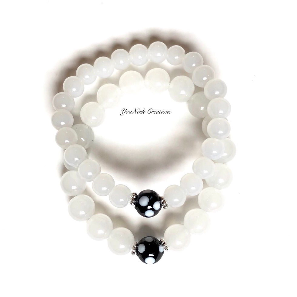 Thumbnail: White Jade Conta Stretch Bracelet (10mm)