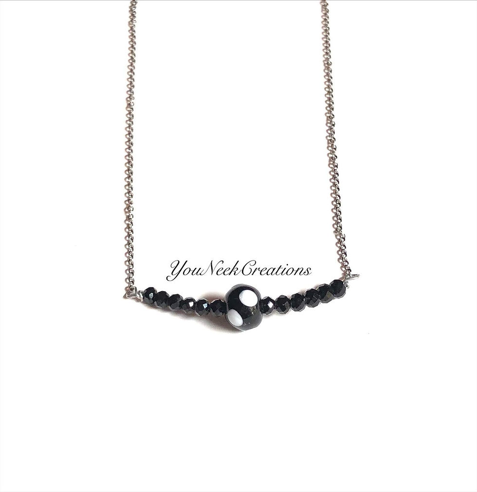 Thumbnail: Black Crystal & Conta Bar Necklace