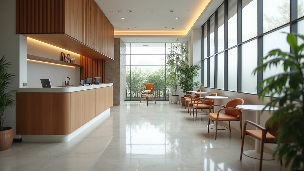Eye-level view of modern dental clinic interior in Bali