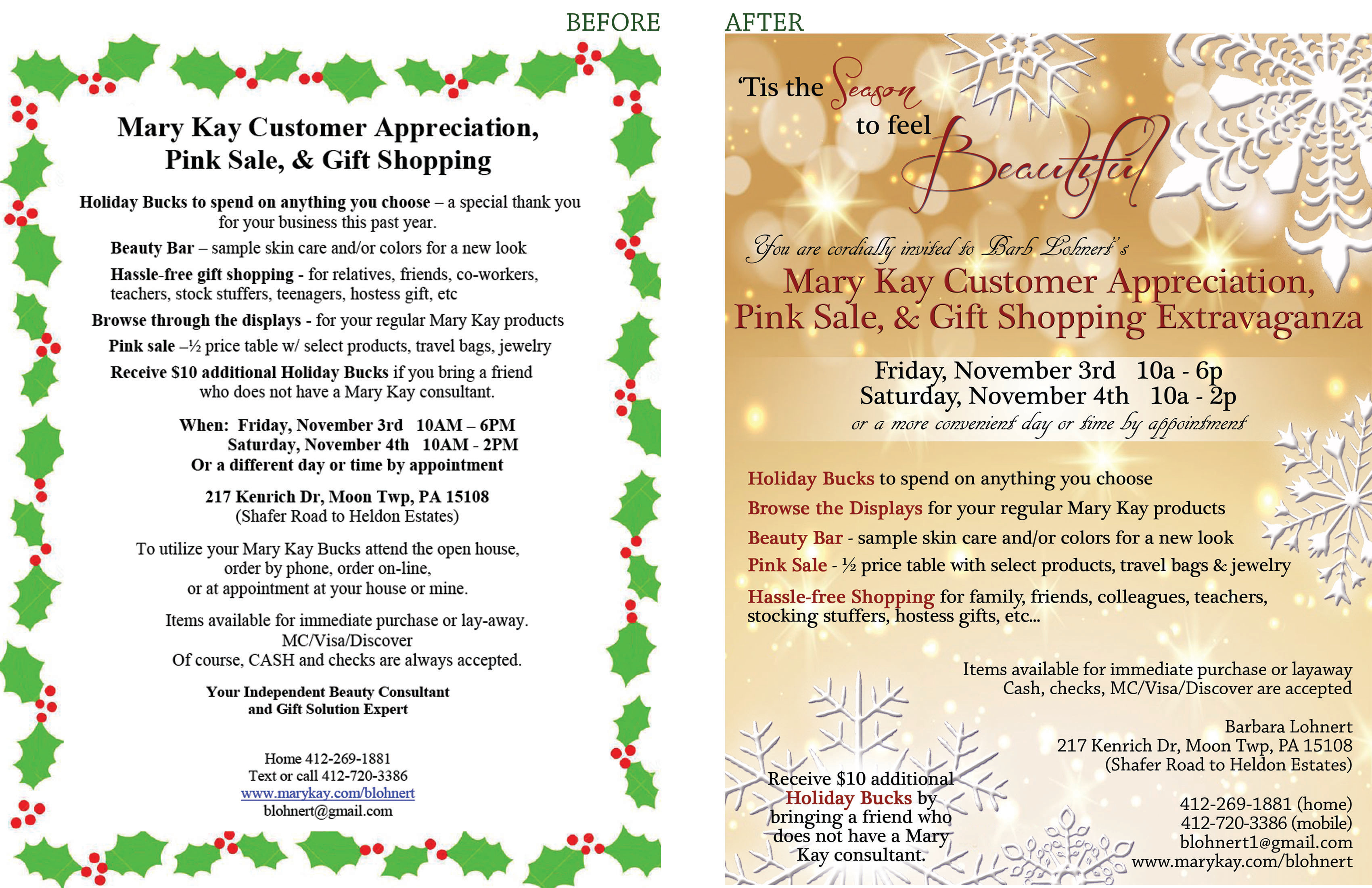 Mary Kay, Barb Lohnert before/after