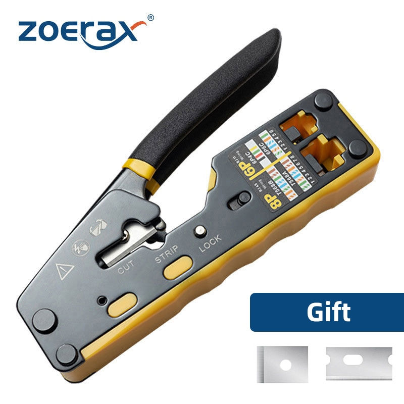 Hot Review! ZoeRax Rj45 Pass Through Crimp Tool Cat6 Cat6A Cat5 Cat5e Crimping Tool with 8P/6P Pass Through Ethernet Crimper