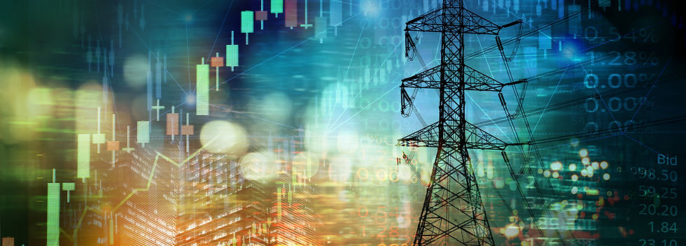 market stock graph and information with city light and electricity and energy facility ind