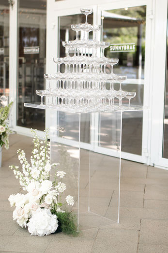 A champagne tower at Sunnybrae Estate