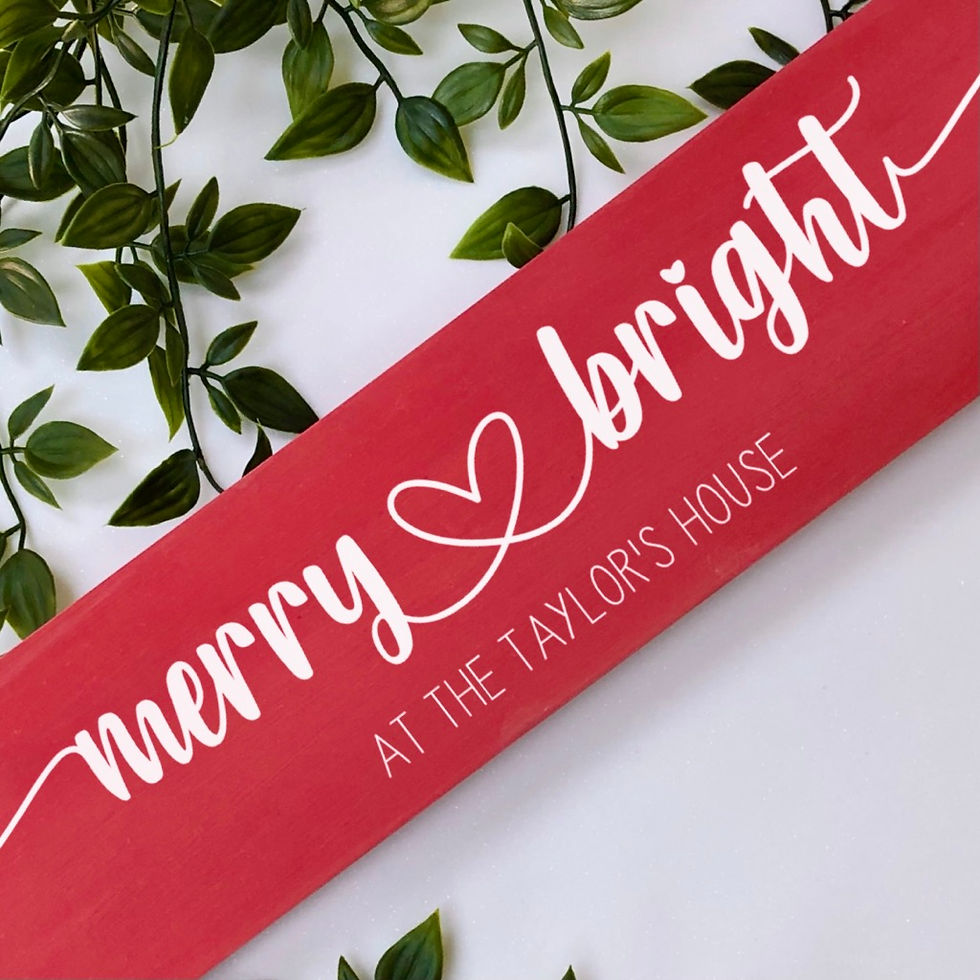 Large Personalised Merry & Bright Christmas Wooden Sign