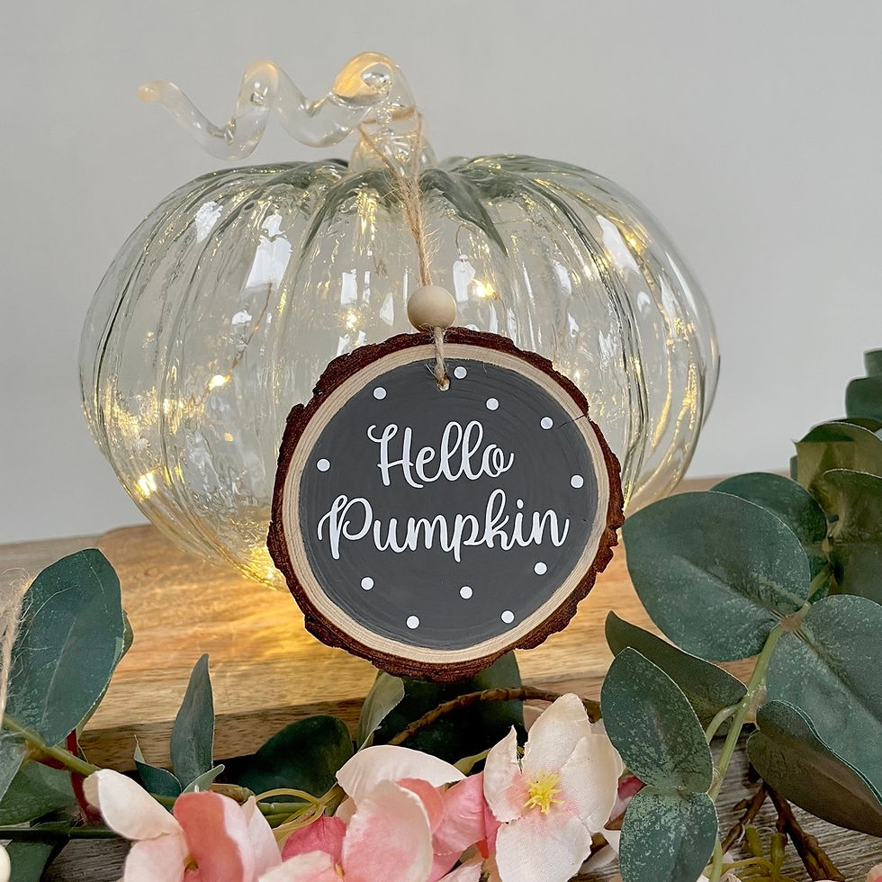 Hello Pumpkin Wood Slice Hanging Decoration