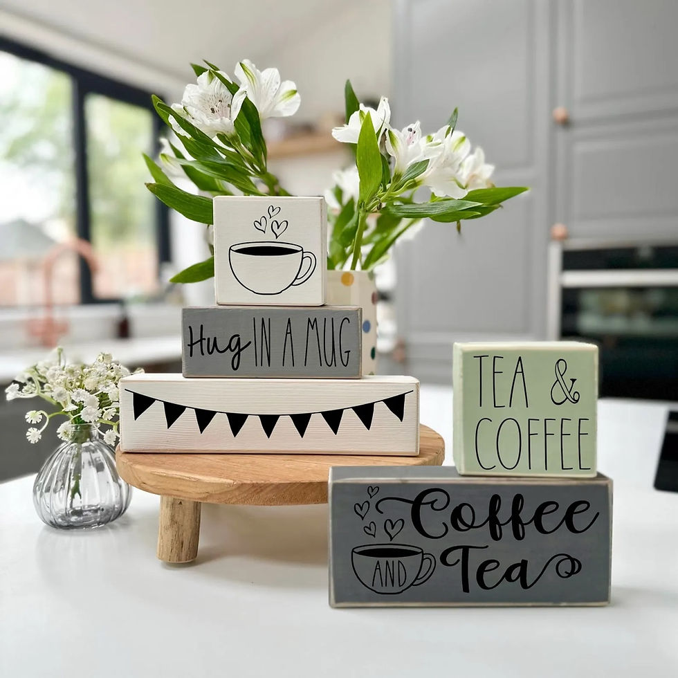 Thumbnail: Tea and Coffee Block Wood Block Signs