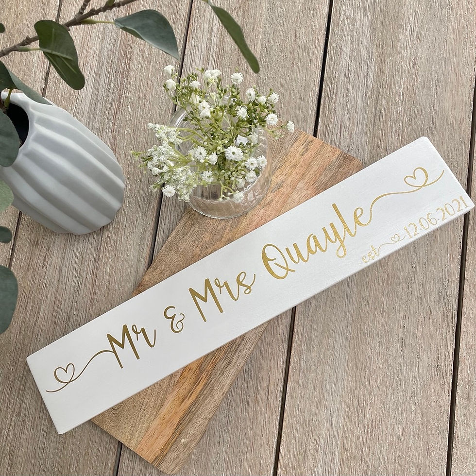 Thumbnail: Large Personalised Wooden Mr & Mrs Floating Heart Sign