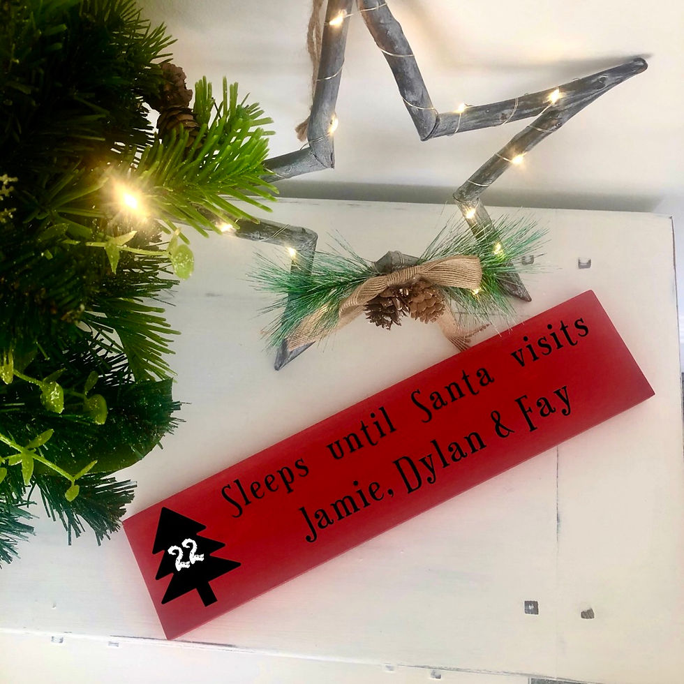 Personalised Chalk Tree Christmas Countdown Wooden Sign