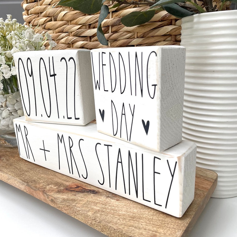 Thumbnail: Wedding / Couple Stacking Block Wooden Signs
