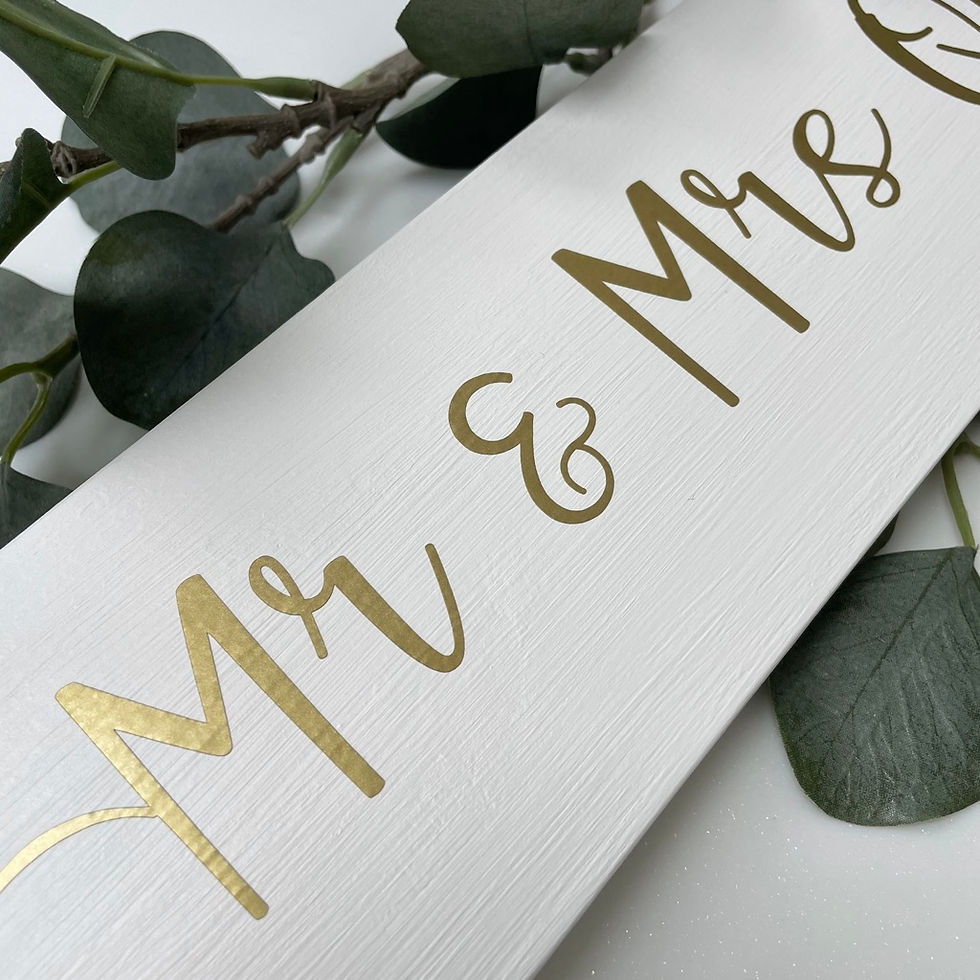 Thumbnail: Large Personalised Wooden Mr & Mrs Floating Heart Sign