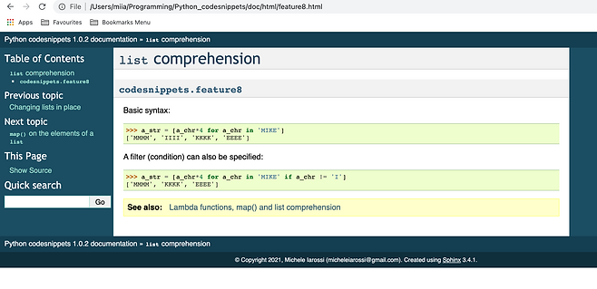 Python codesnippets list comprehension example