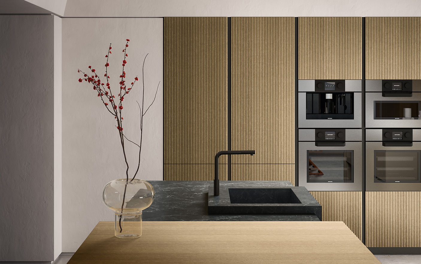 Modèle Riga chêne naturel et finition métal.