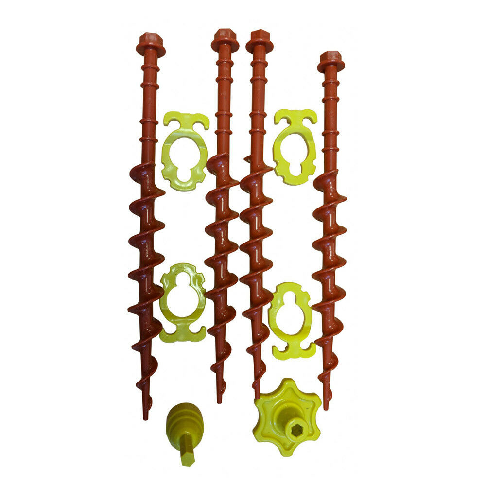 SPIRAL SCREW IN TENT PEGS with HAND ADAPTOR + DRILL ADAPTOR