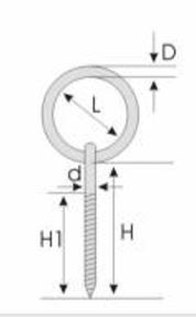 Thumbnail: Stainless Steel Ringbolts with Lag Thread Woodscrew Thread