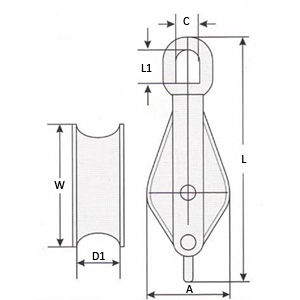 Thumbnail: Single Sheave Blocks with Swivel Oval Eye and Becket