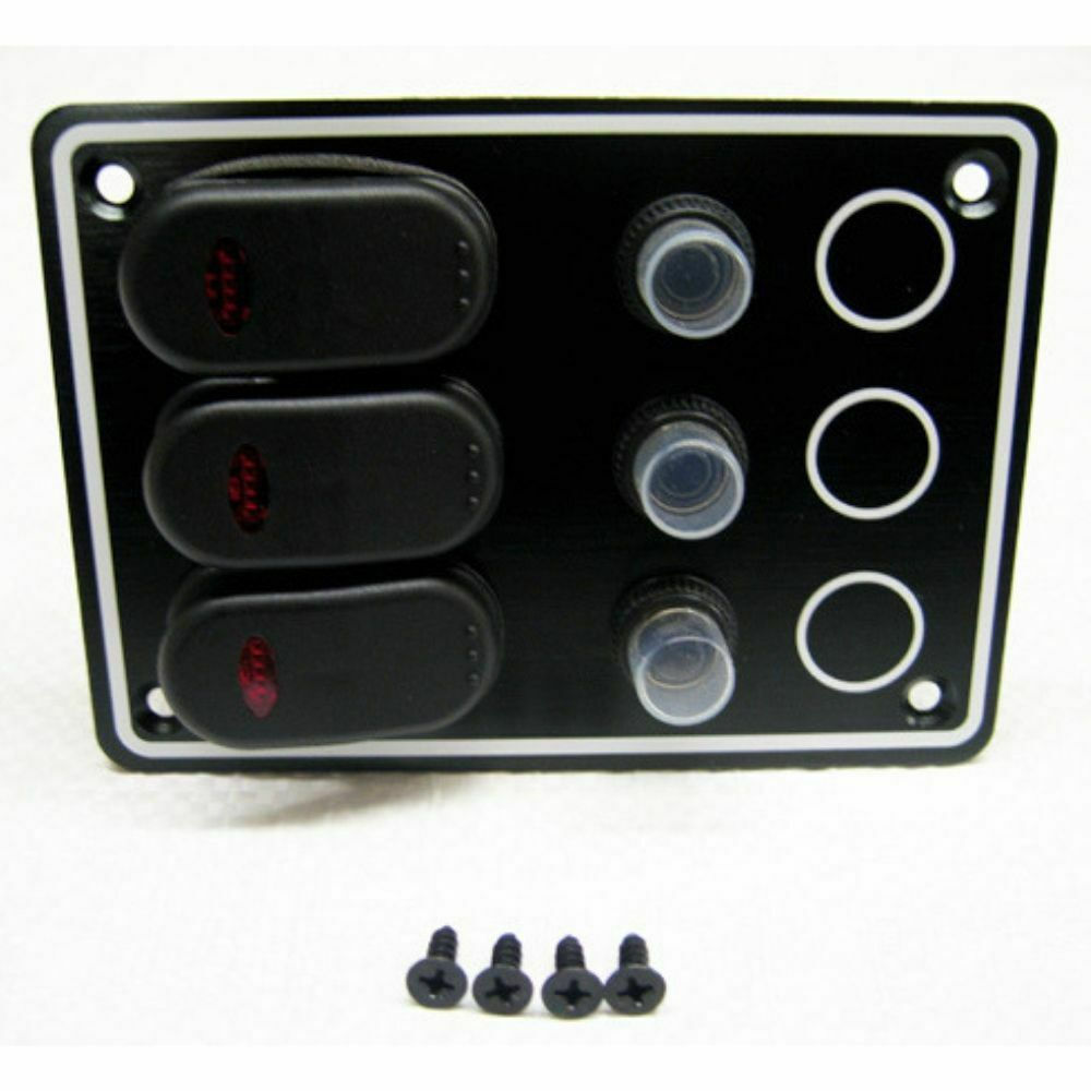 3 GANG 12v WATERPROOF MARINE SWITCH PANEL WITH CIRCUIT BREAKERS