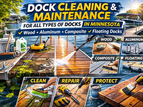 Dock cleaning and maintenance guide in Minnesota with algae removal and repair for wood, aluminum, composite, and floating docks.