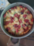Sourdough Focaccia topped with roasted tomatoes and Italian cheeses