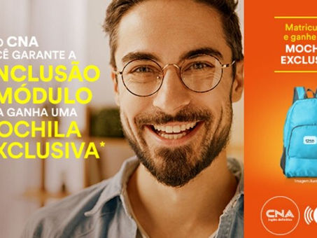 Vamos Juntos CNA! Matricule-se e ganhe uma mochila exclusiva.