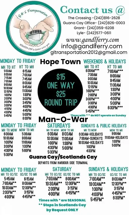 Ferry Schedule for Hope Town