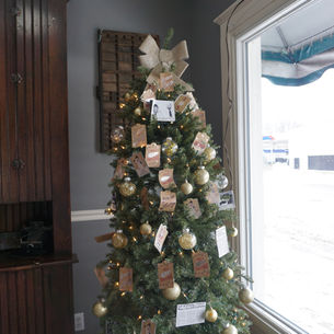 Tri-City Record Giving Tree is set up in the office