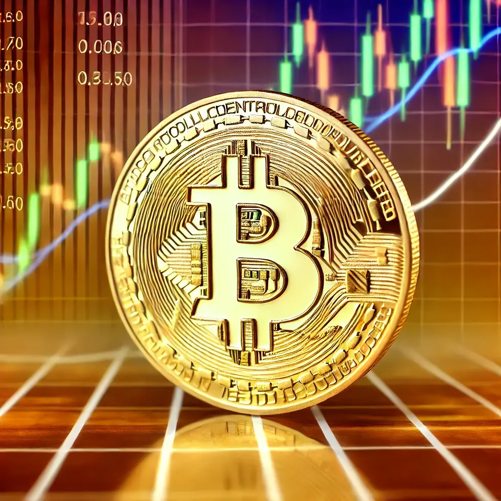 Golden Bitcoin coin surrounded by a fluctuating market chart, symbolizing rising investment activity and risk among short-term holders.