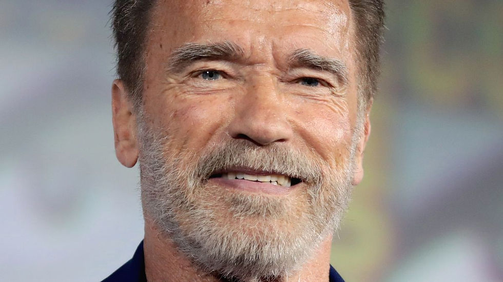 Arnold Schwarzenegger smiling, representing his journey from bodybuilding to Hollywood and politics.