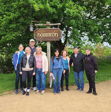 Guests on a custom private tour at the Hobbiton Movie Set.