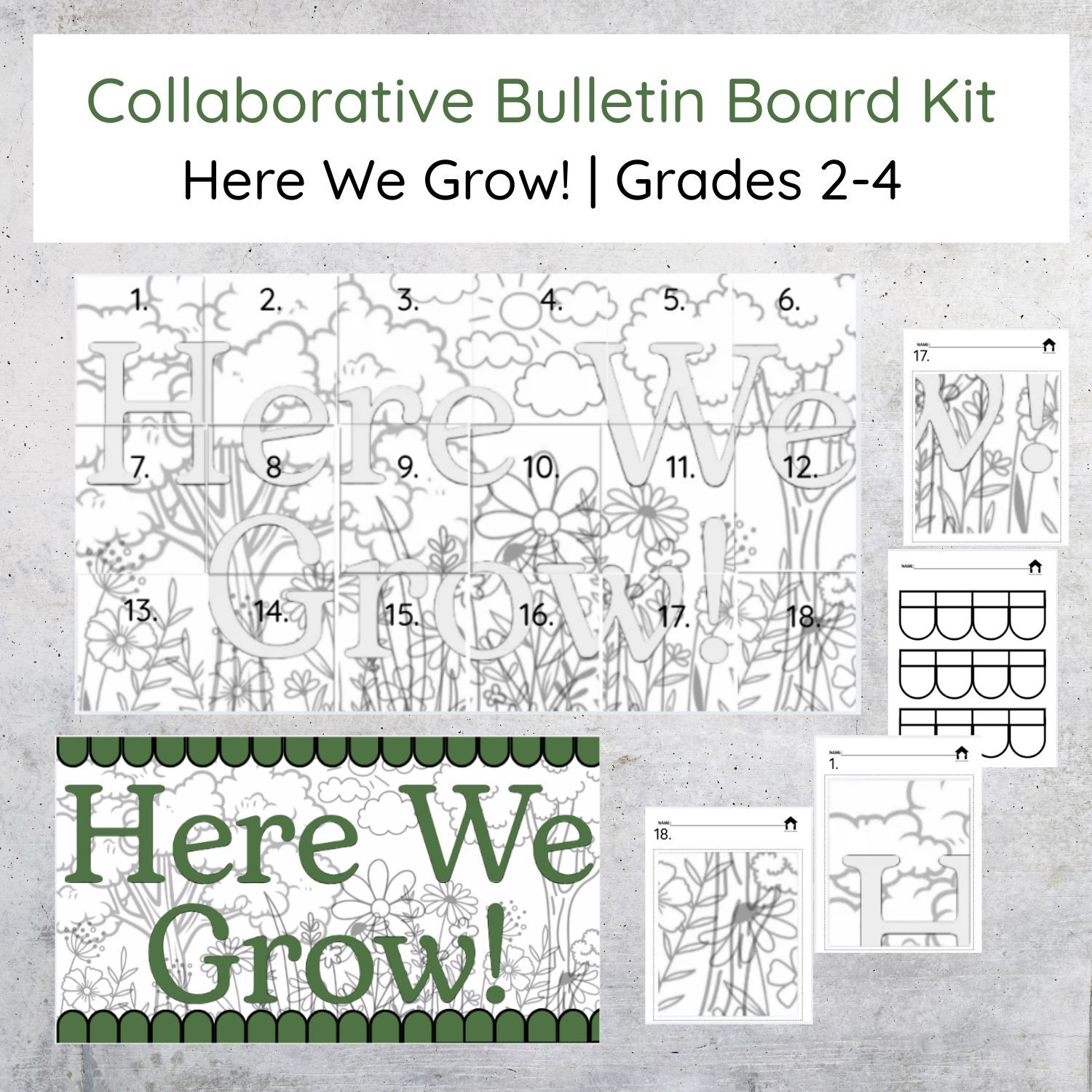 Collaborative Bulletin Board Kit | Here We Grow! | Student Created Art Display