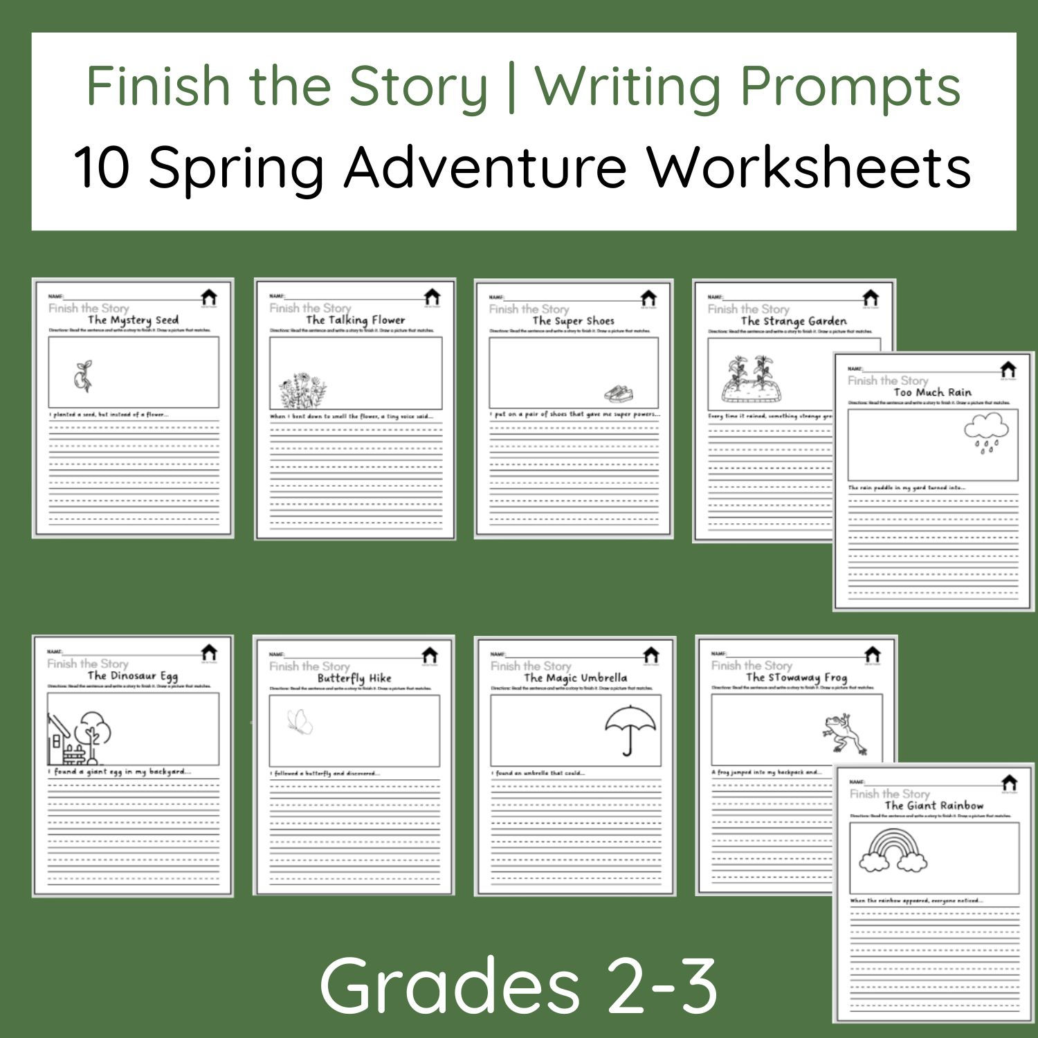 Finish the Story Writing Prompts | 10 Spring Adventure Worksheets