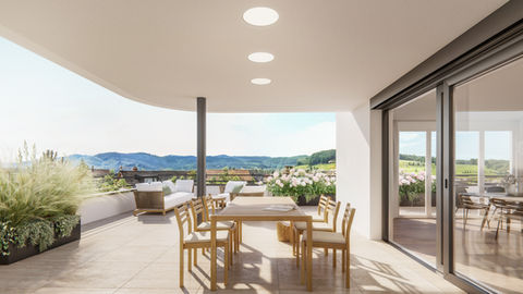 Interior architectural visualization of residential competition project in Basel Landschaft by RENWERK