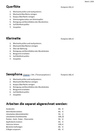 Preisliste_Holzblasinstrumente_2025_Reparatur_Durchsicht_Inspektion_Instandsetzung_Festpre