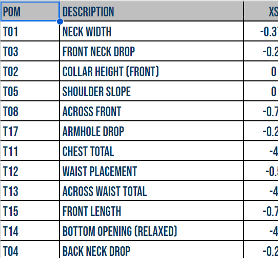 Thumbnail: Shirts How to Measure Manual, Grade Rules & Body Size Charts