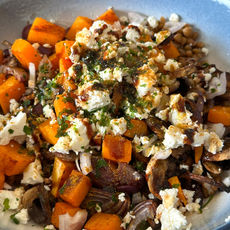 Salade de lentilles aux légumes rôtis