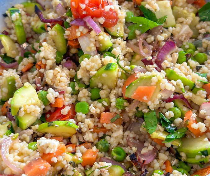 Salade de perles aux légumes rôtis