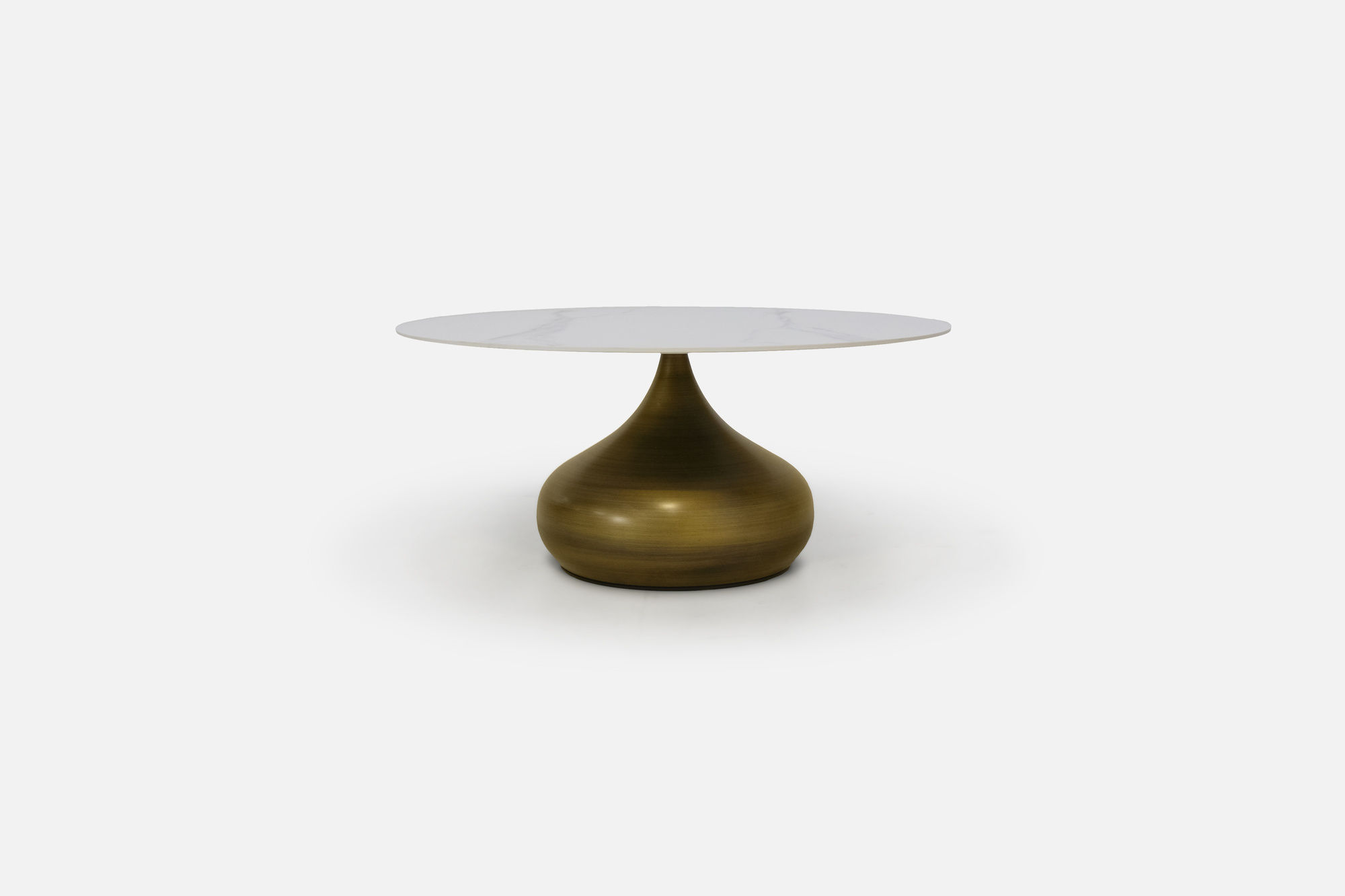 Vara Low Round Coffee Table White Sintered Stone TopBronze