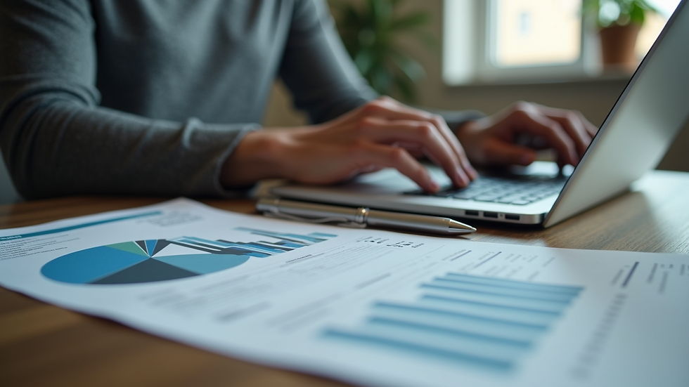 Eye-level view of a person reviewing their budget report on a laptop