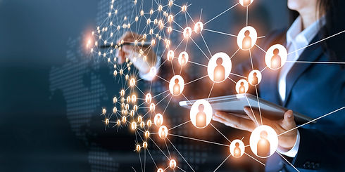 Business woman drawing global structure networking and data exchanges customer connection