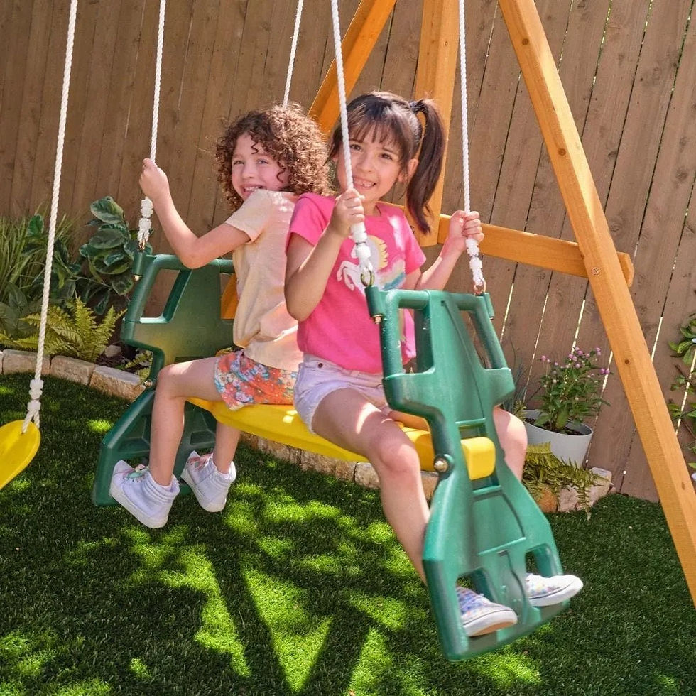 Thumbnail: Kids Kidkraft Bear Cave Lodge Swing Set Playset