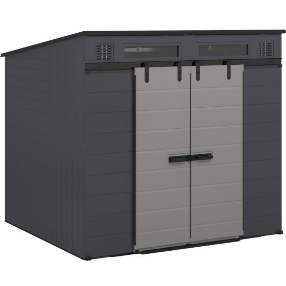 Thumbnail: Suncast Modernist® 8 ft. x 7 ft. Dual Barn Door Storage Shed