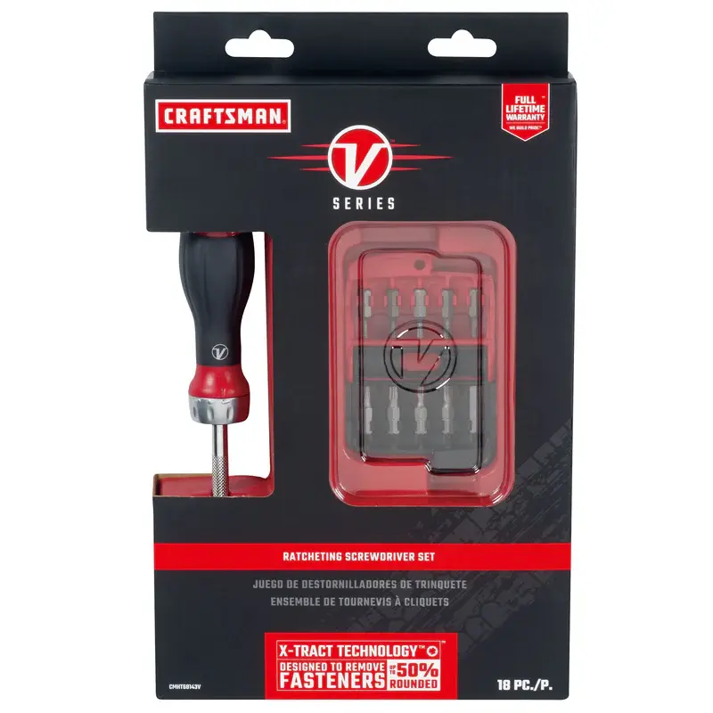 Thumbnail: V-Series™ Ratcheting Screwdriver X-Tract Technology Bit Set (18 pc)