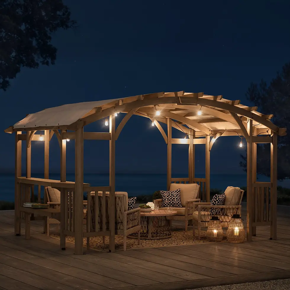 Thumbnail: Sunjoy Bellucci 10 x 14 ft. Light Grey Outdoor Cedar Wood