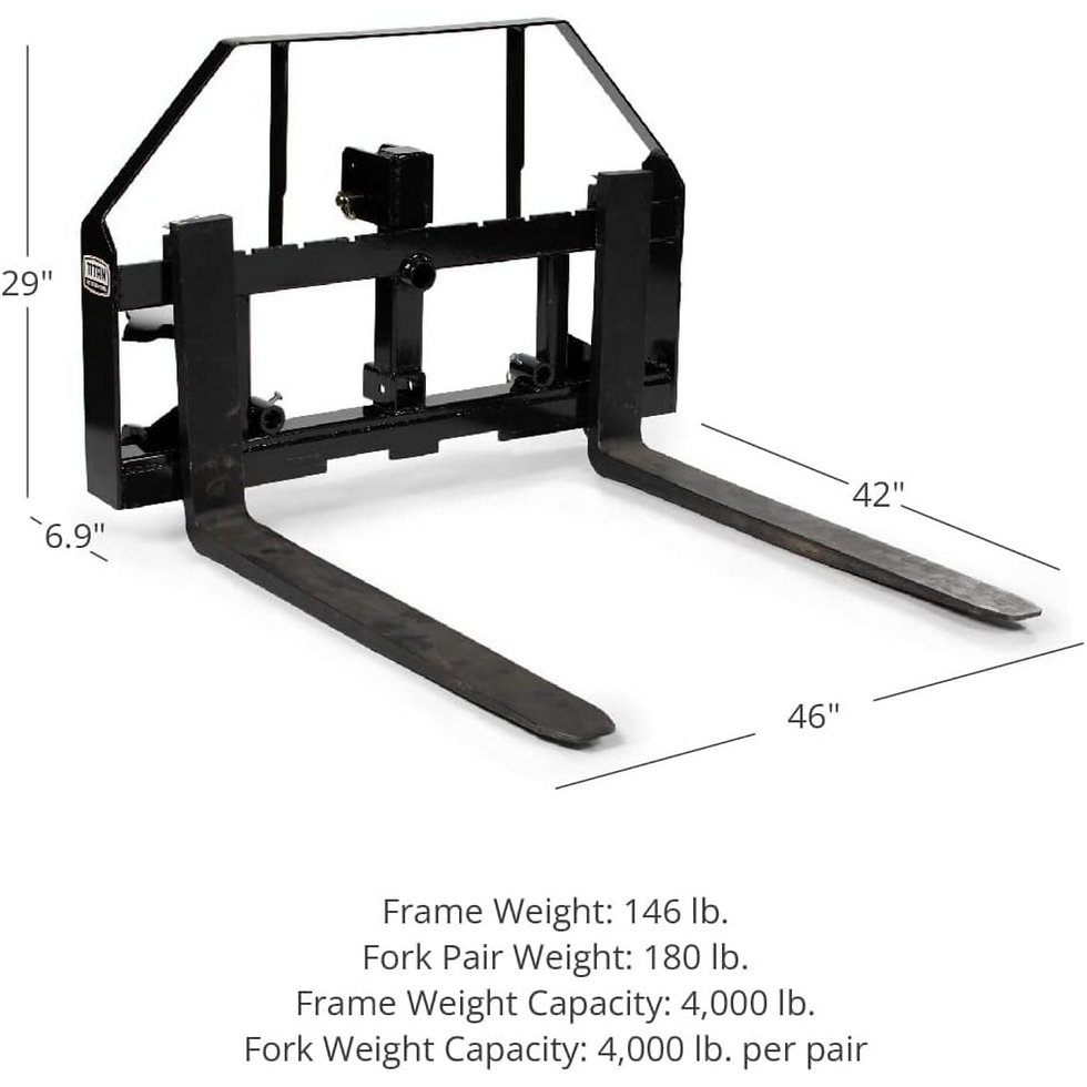 Titan Attachments Standard Series Pallet Fork Frame Pallet Fork Blades