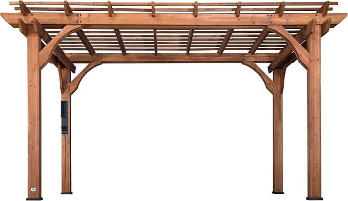 Thumbnail: 10 Ft. X 14 Ft. Traditional All Cedar Wood Outdoor Patio Pergola Shade Structure